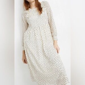 Madewell White Ruffled Long Sleeve dress